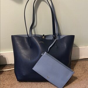 Lauren Ralph Lauren Navy Tote with Light Blue Wristlet